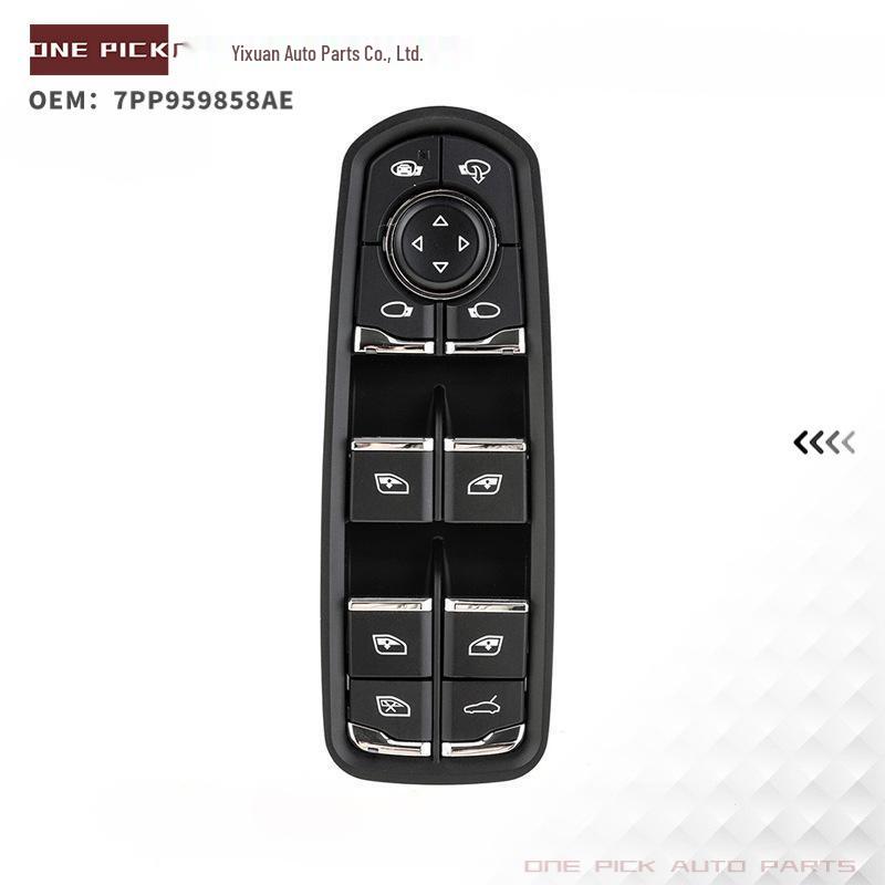 The 7PP959858AE Switch is compatible with Porsche car window glass adjustment and control.