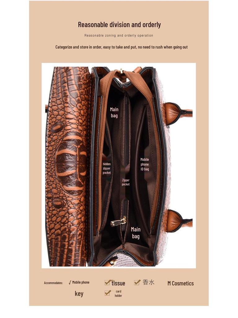 Трендовая женская сумка кроссбоди в стиле ретро с крокодиловым узором 2025