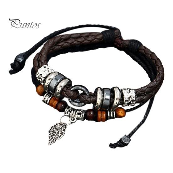 Браслет ручной работы, винтажные бусины из сплава, кулон в виде листьев, многослойный браслет из бисера, браслет в этническом стиле для женщин и мужчин, браслет, ювелирные аксессуары, подарок