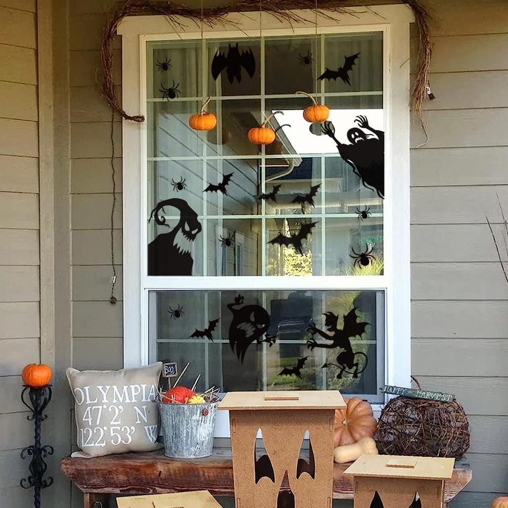 Halloween Self-Adhesive Glass Sticker Window Sticker Style Wall Sticker Door Sticker Diy Horror