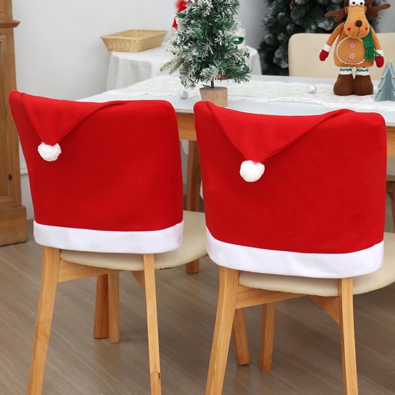 Red Flannel Chair Cover for Christmas Dining Table Decor