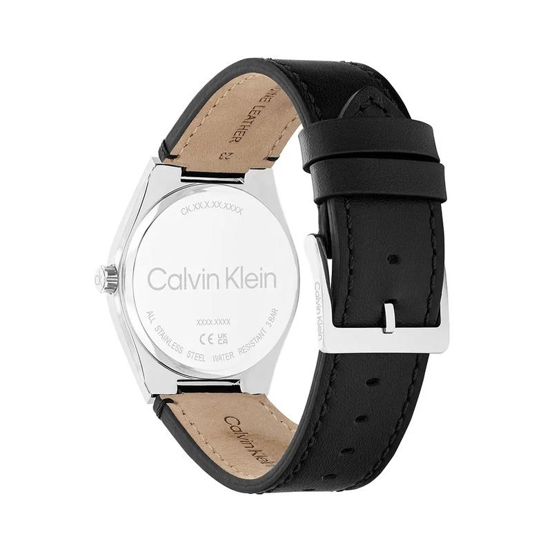 Calvin Klein Часы кварцевый механизм кожаный ремешок 39мм черный циферблат мужские часы 30 метров водонепроницаемые 25200524