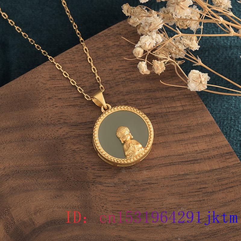 Green Jade Buddhism Pendant Jewelry Chalcedony Women Zircon Gemstone Necklace Amulet Fashion Natural Charm Gifts 925 Silver