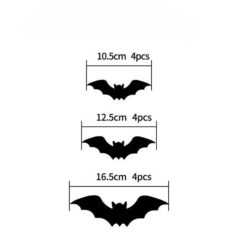 Halloween 3D Spider Bat Wall Stickers with LED Flash Lights Scary Atmosphere Party Supplies Window Home Decoration