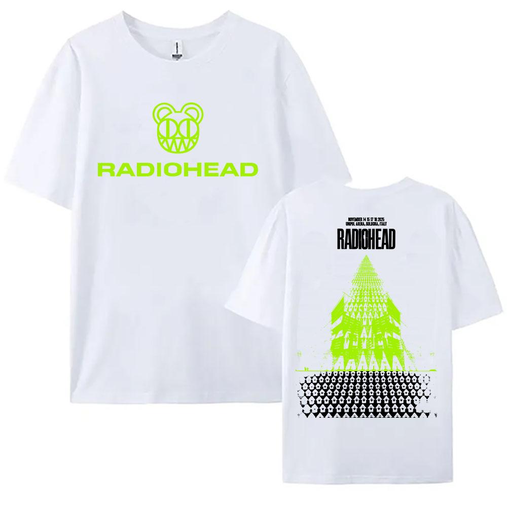 Футболки Rock Band Radiohead Tour 2025 Ноябрь Хлопок Мода Короткий Рукав Женская Футболка Повседневная Круглый Вырез Унисекс Уличная Одежда Футболки