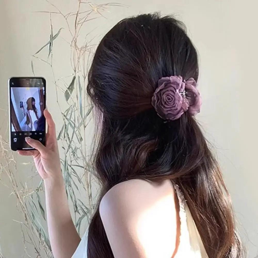 Double-Sided Hair Claw Rose Flower Floral Hairpin Sweet Hair Clip Hair Accessories