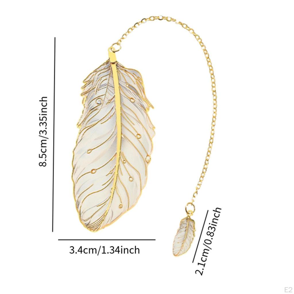 Feather Bookmark Metal with Charm Decorative Elegant Stylish Modern Art Book