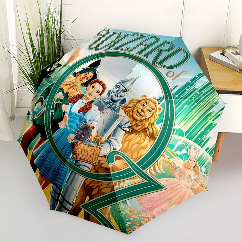 Wizard of Oz, Poster Art Themed Automatic Opening and Closing Umbrella, Compact Travel Umbrella, Lightweight and Portable, Suitable for Beac