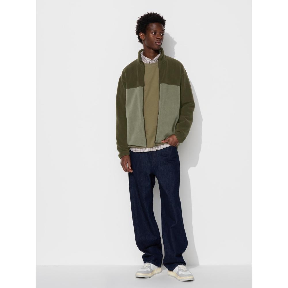 Uniqlo Флисовая куртка на молнии, цветной блок 