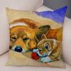 Welsh Corgi Pembroke Soft Plush Cushion Cover for Sofa Children Room Decor Cartoon Animal Pillowcase Oil Painting Pillow Case