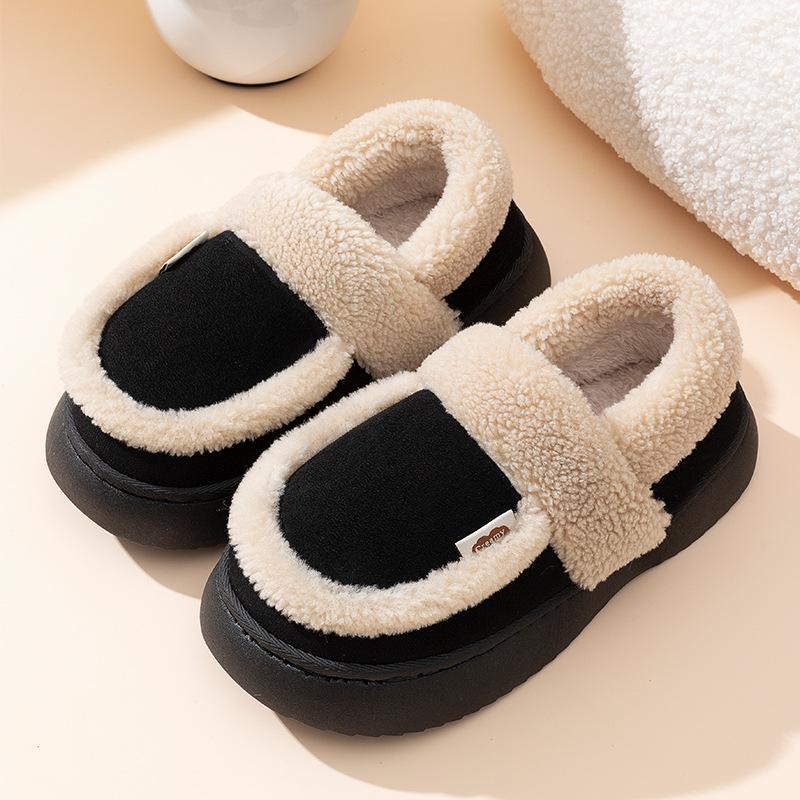 Модные женские плюшевые теплые домашние тапочки на платформе, зимние новые мягкие удобные домашние хлопковые тапочки для пола, тапочки на танкетке для девочек, пушистые тапочки для дома