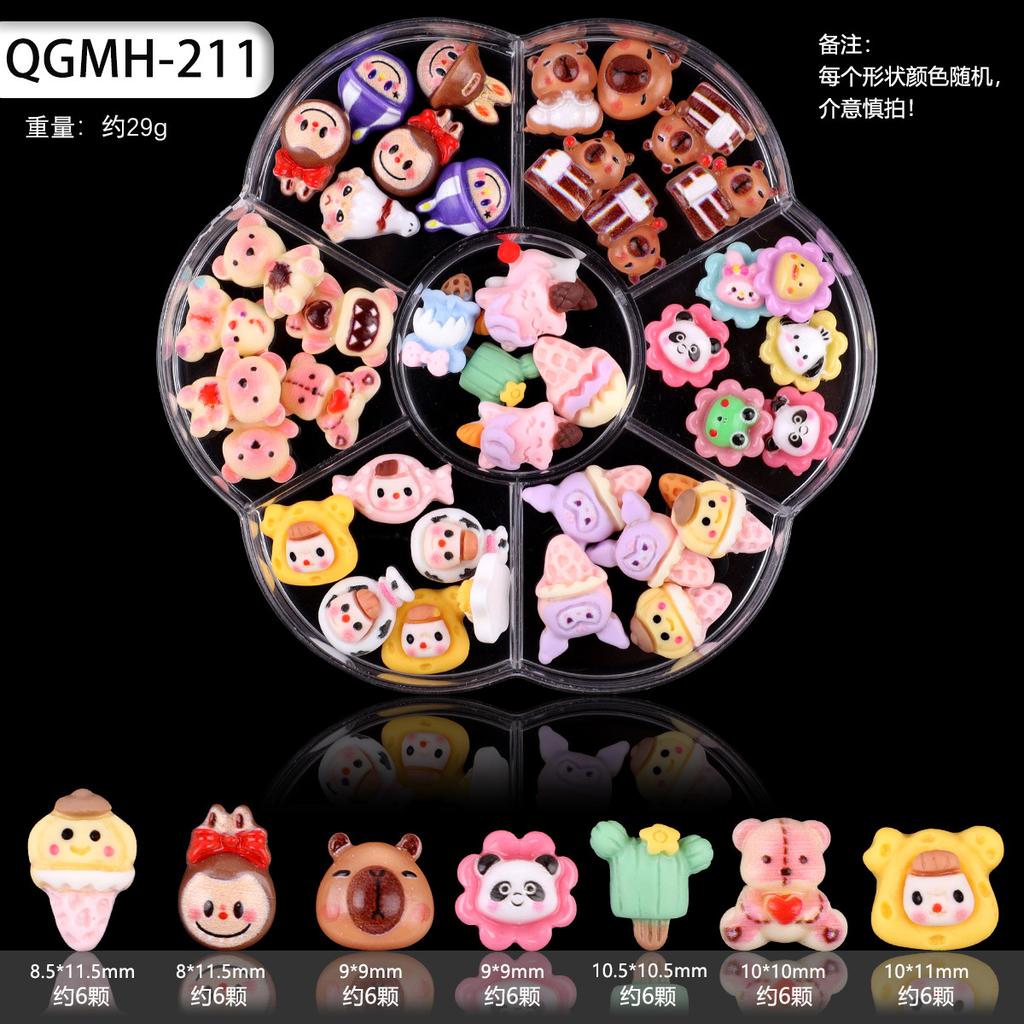 Nail Art Accessories Resin Simulation Biscuits Ice Cream Cute Cartoon Three-Dimensional Accessories Nail Mixed Bow