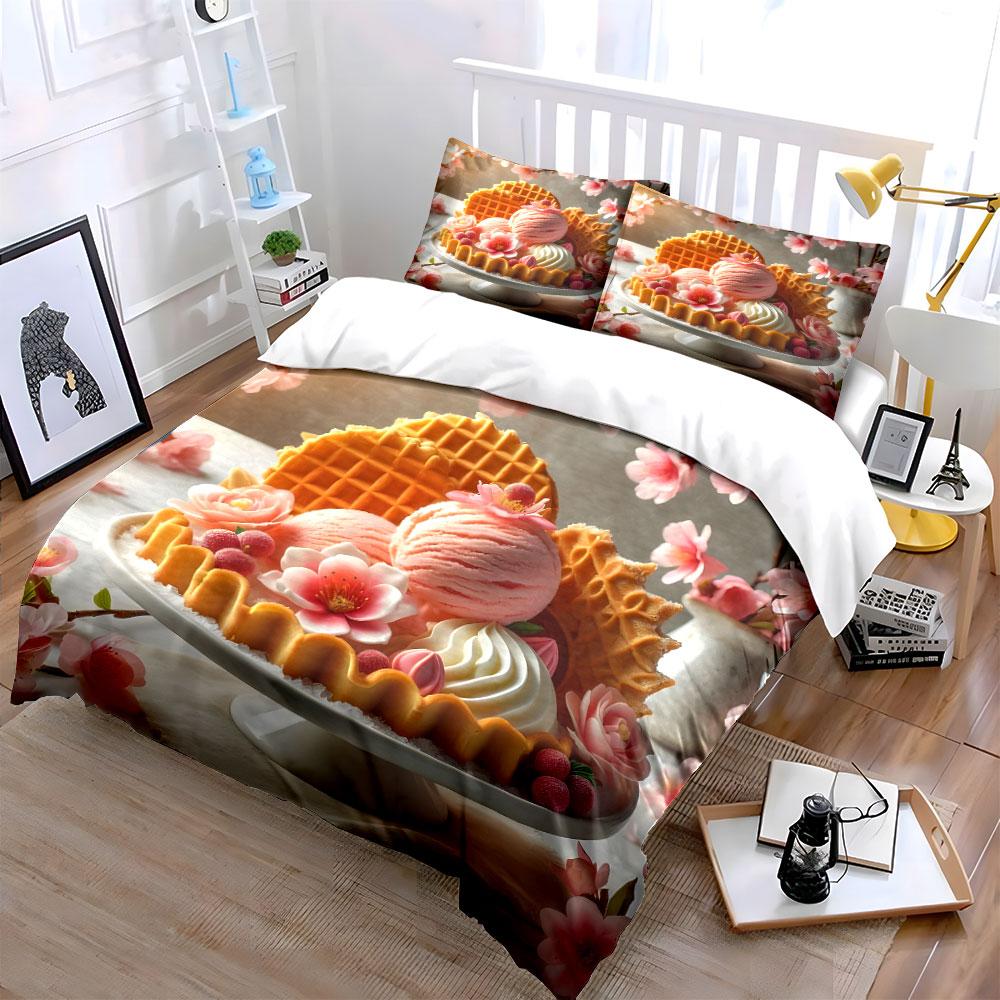 Blossoms and waffle dreams. Bedding sets Duvet covers Pillowcases(1* Duvet Cover 2* Pillowcases without duvet insert)