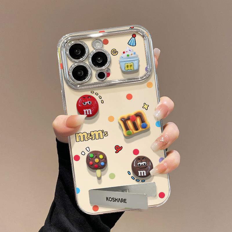 Ins мультяшный браслет m bean подходит для 16promax гальваническое покрытие милый трехмерный силиконовый чехол для мобильного телефона