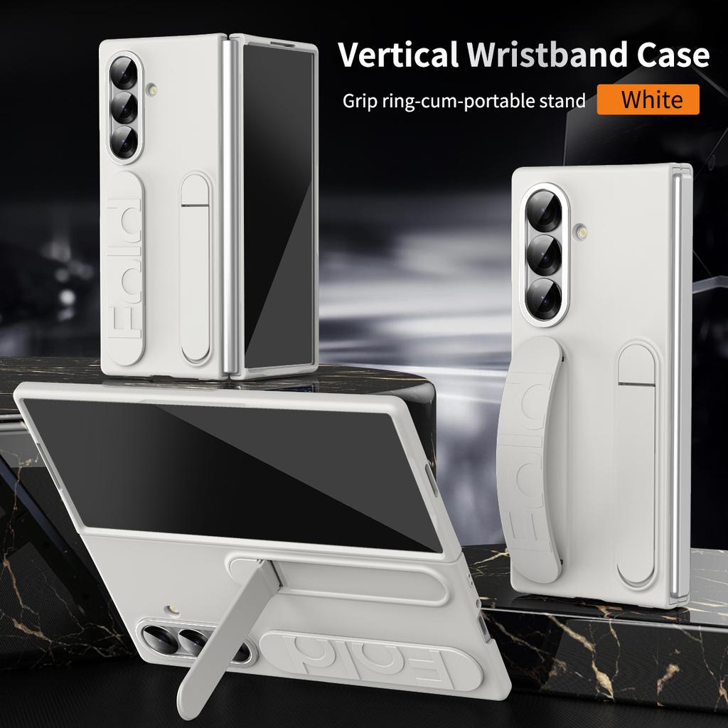 Fashion Wristband Bracket Stand Case for Samsung Galaxy Z Fold 7 6 5 4 3 ZFold Wrist Hand Strap Solid Color Shockproof Cover