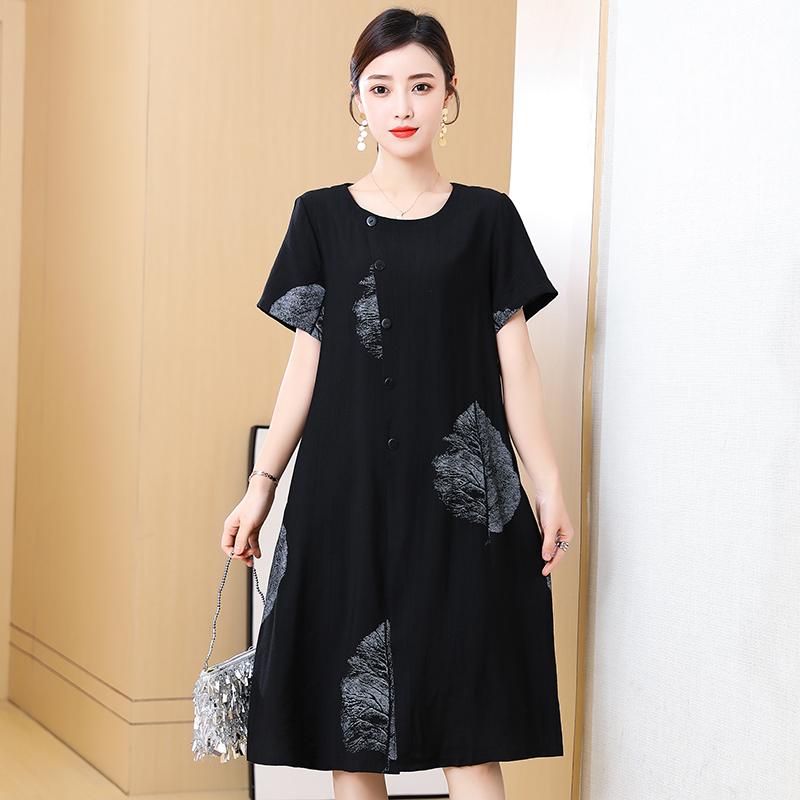 Summeremr, длинное платье с короткими рукавами, винтажный свободный сарафан, женские повседневные платья с круглым вырезом, большие размеры, женская одежда