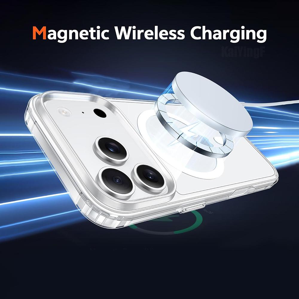 Magsafe Transparent Case For iPhone 18 17 16 15 14 13 12 11 Pro Max Mini XR Magnetic Wireless Charge Back Cover Case