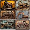 2D Metal Aluminum Signs Vintage Old Style Truck Train Posters Plaque Decorative Plates Club Man Cave Bar Hotel Cafe Wall Decor