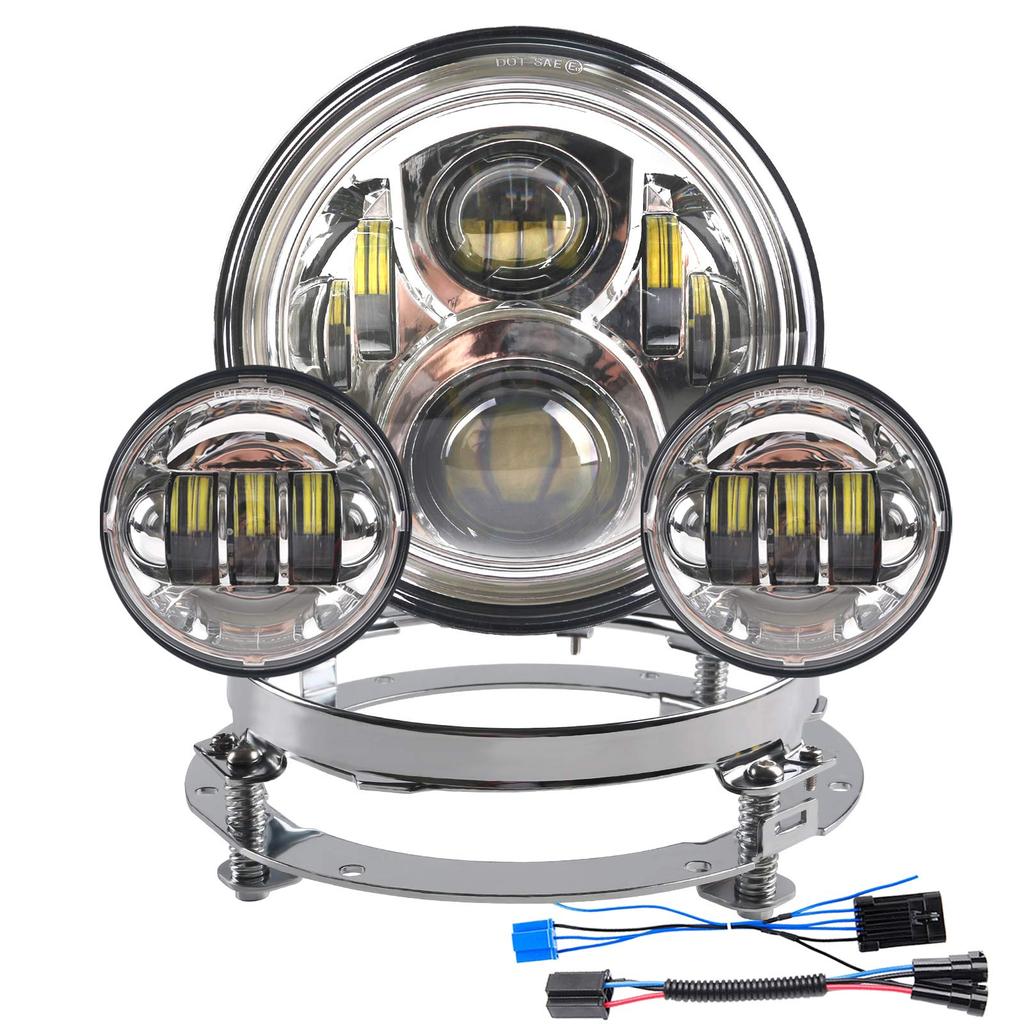 Светодиодные противотуманные фары для мотоцикла с монтажным кольцом для Touring Road King Ultra Classic Electra Street Glide Tri Cvo Heritage Softail Slim Deluxe Fatboy