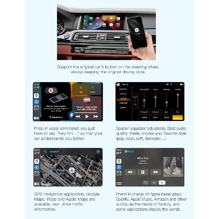 AUTOABC Беспроводной CarPlay Android Auto Для BMW 5 серии F10 F11 2012-2017 CIC NBT Радио Мультимедиа Воспроизведение Airplay Навигация