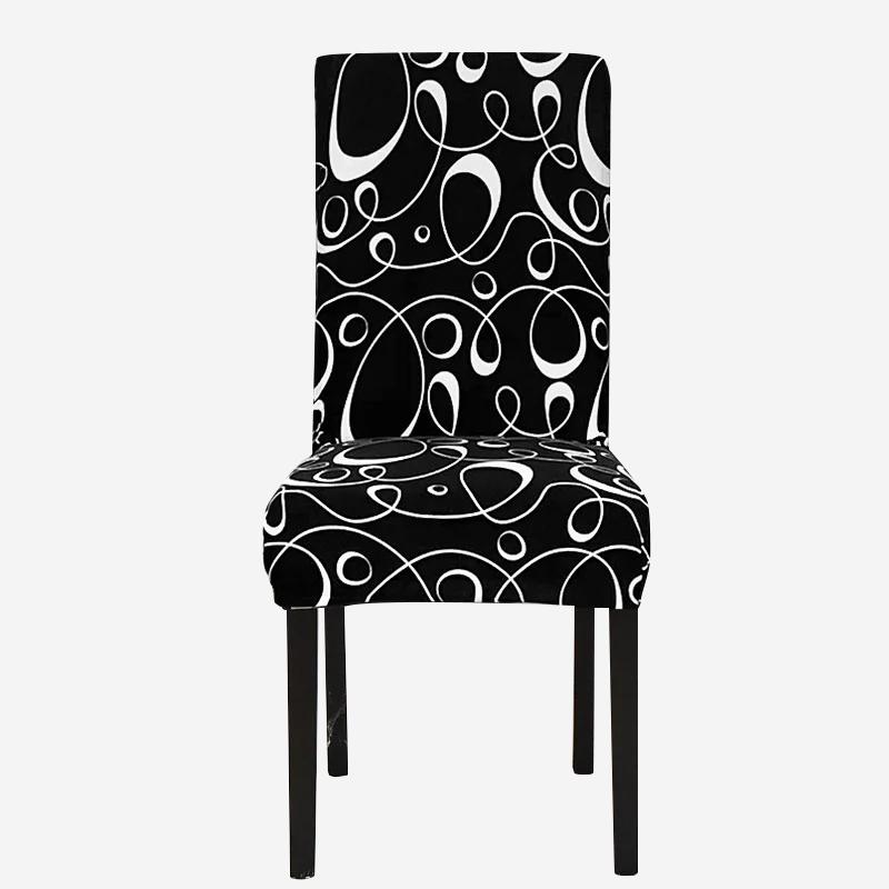 Чехлы на стулья с принтом, эластичные чехлы на кухонные сиденья, эластичные чехлы на стулья из спандекса для столовой, свадебного отеля, банкета, моющиеся, 1 шт.