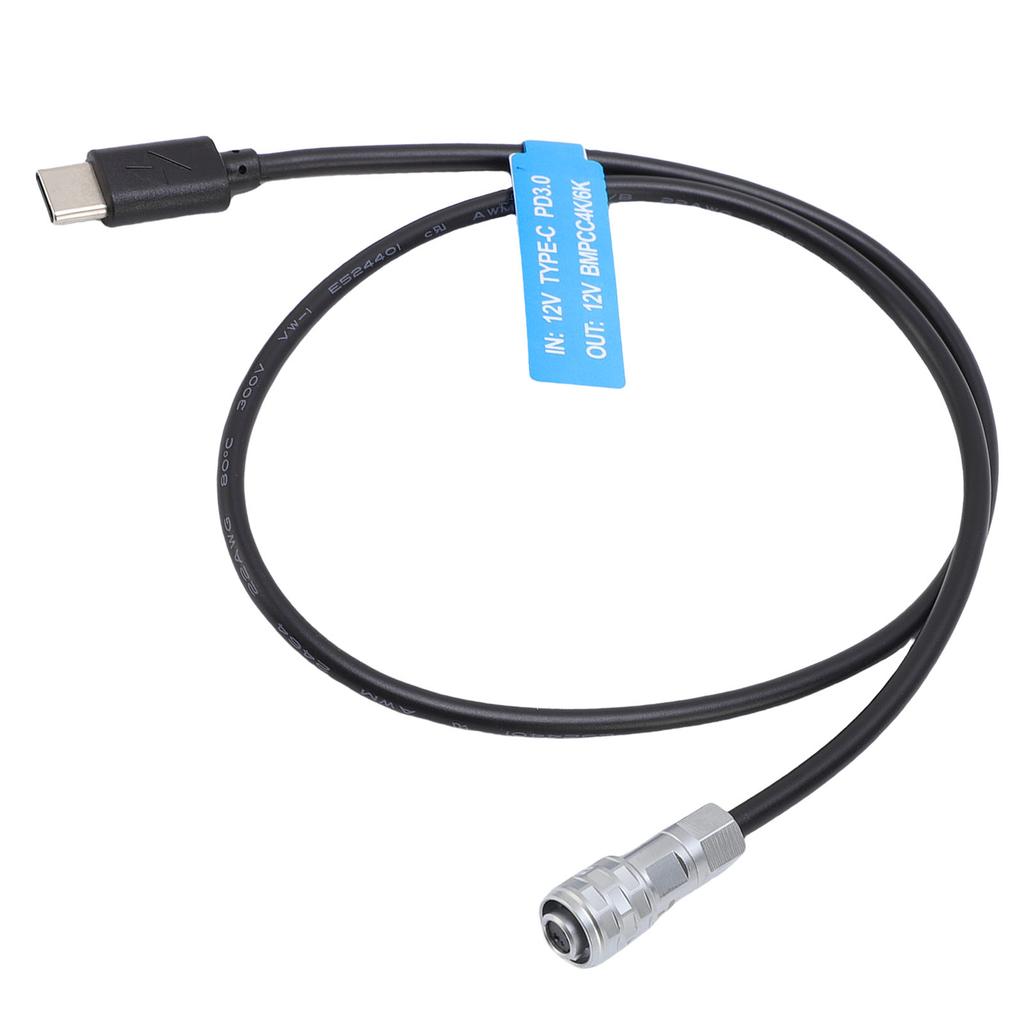 Кабель питания USB C PD для камер BMPCC 4K 6K, кабель питания Type C прямой с индикатором, 19,7 дюйма