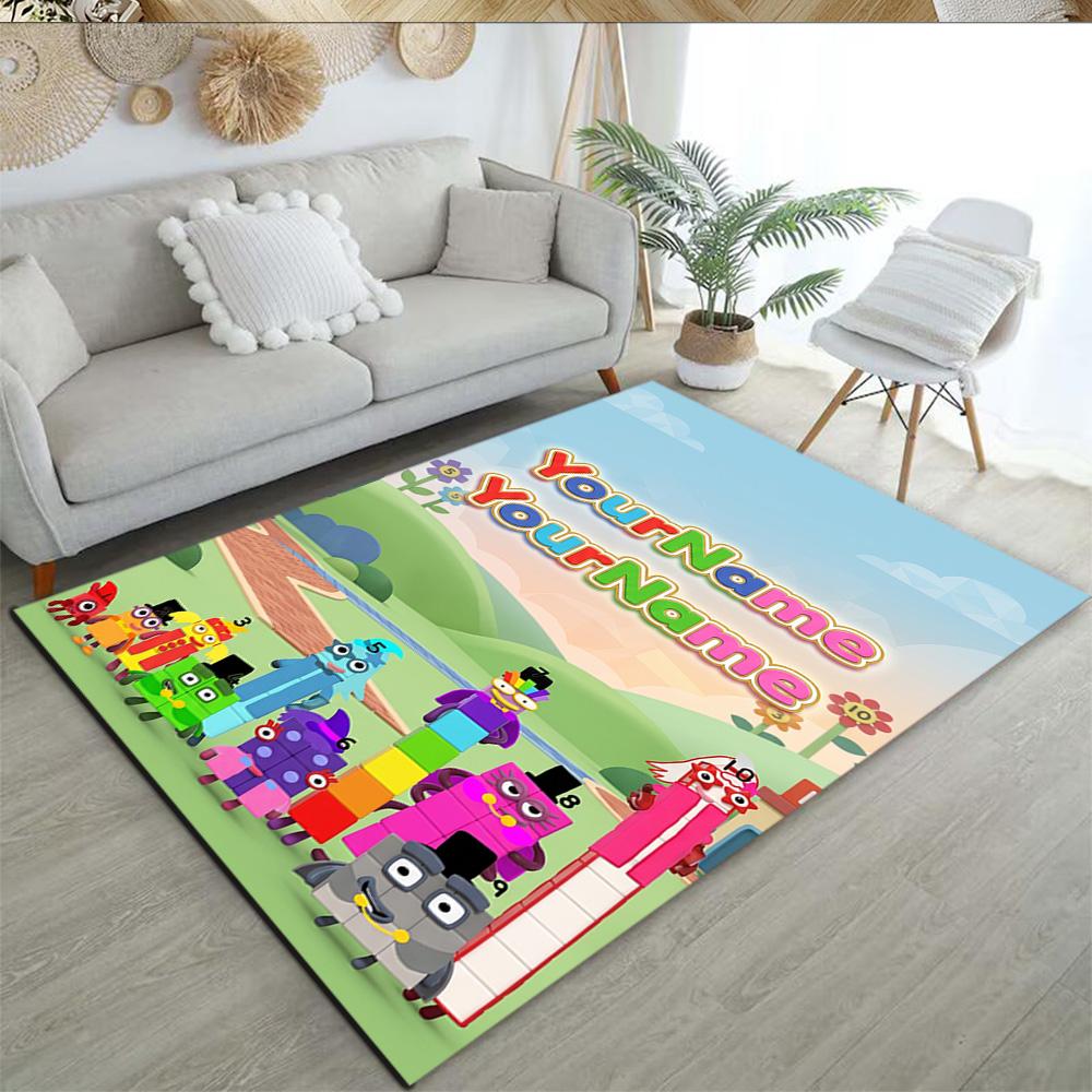 Numberblocks Customizable Name Area Rug Design for Living Rooms Study room Entryway Dormitory Antislip Carpet Anime Office Decor Spiritual Gift