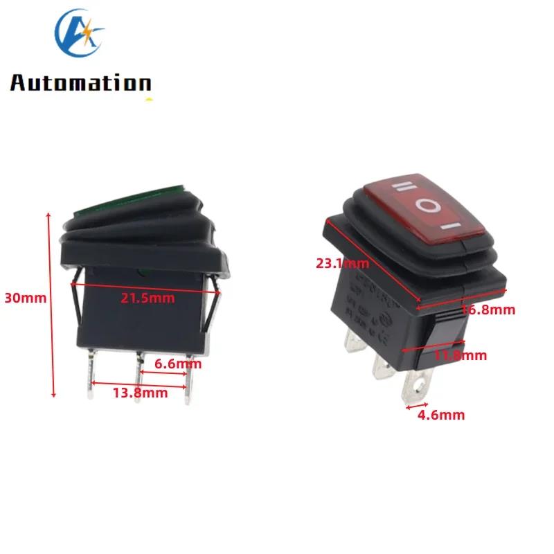 1PCS KCD1 waterproof mini toggle switchs no light latching 3gear 3pin ON-OFF-ON button rocker switch AC 250V/6A 125V/10A