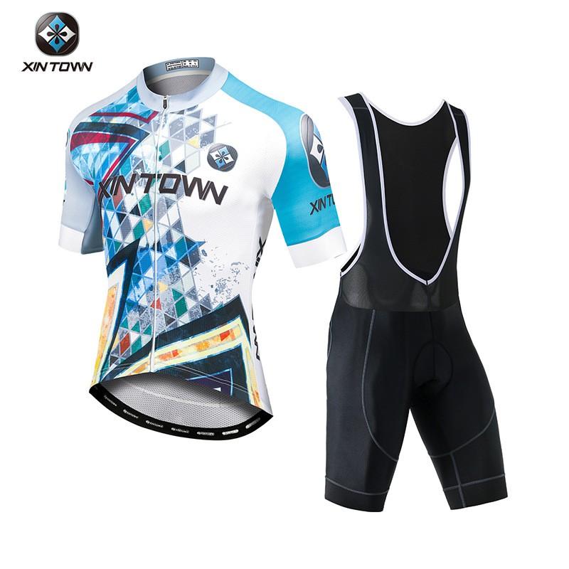 XINTOWN Mens Short Bib Cycling Jersey Quick Dry Moisture Wicking Bike Shirt Wear