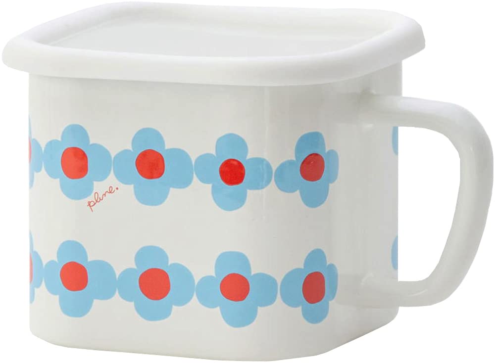 Tamahashi Storage Container Square Pot Enamel 1450ml Made In Japan Prune White OHANA YJ-822