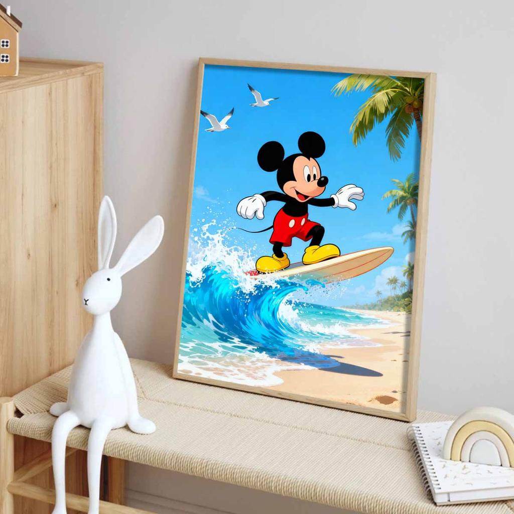 Disney Diamond Painting Kit DIY Round Surfing Mickey Home Wall Decor Adult Handmade Gift
