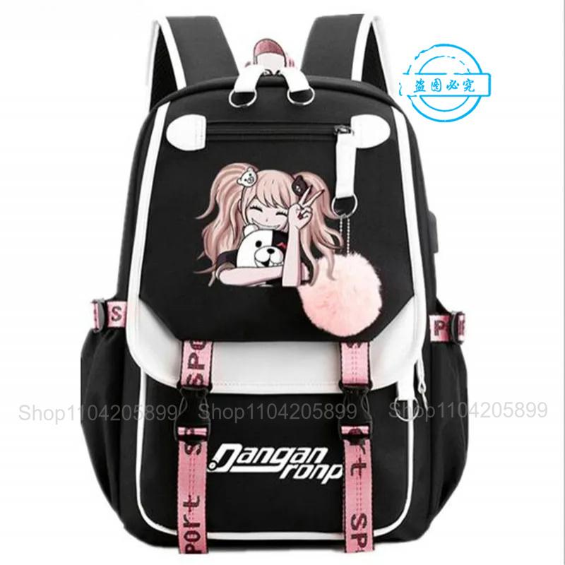 Рюкзак Danganronpa Аниме Mochila Школьная сумка для книг Студенческий с USB-портом Дорожные сумки Ноутбук Повседневная Большая сумка-мессенджер Подарок