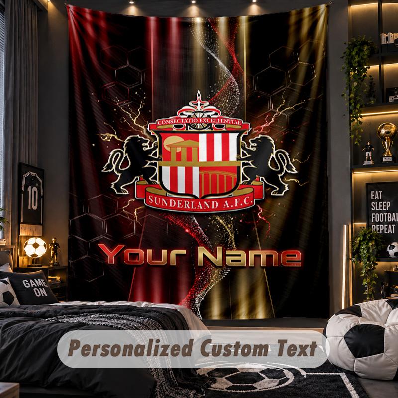 TapestrySunderland FC Custom Name Text Personalized Wall Hanging Tapestry Home Wall Decor