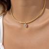 Gold Plated Pendant Necklace Stainless Steel Neck Collar Retro Neck Chain  Fashion Jewelry