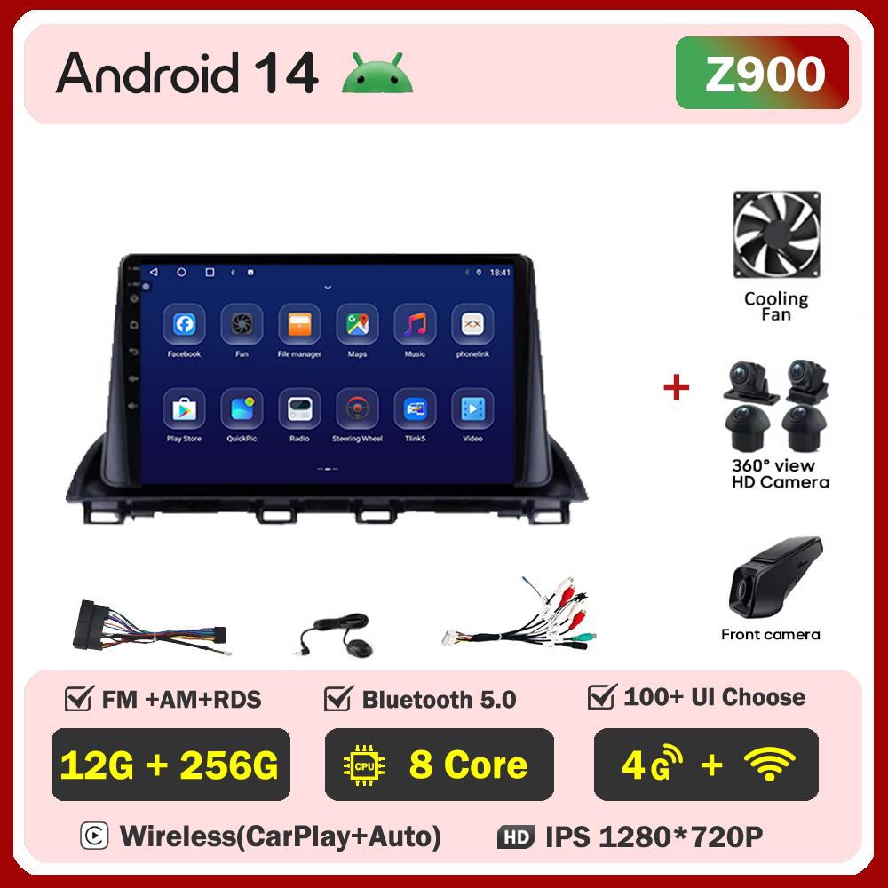 Для Mazda 3 Axela 2014 22015 2016 2017-2019 Автомобильный мультимедийный видеоплеер с сенсорным экраном Android 14 Автомобильное радио GPS-навигация Wi-Fi