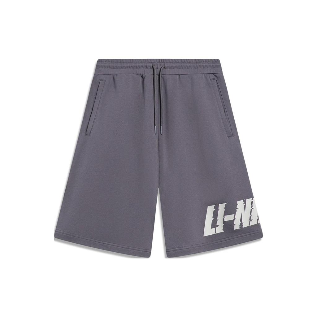 Li Ning Sports Lifestyle Series Letter Print Эластичный пояс Прямые свободные спортивные шорты Мужские шорты Выцветшие коричневые AKST747-4