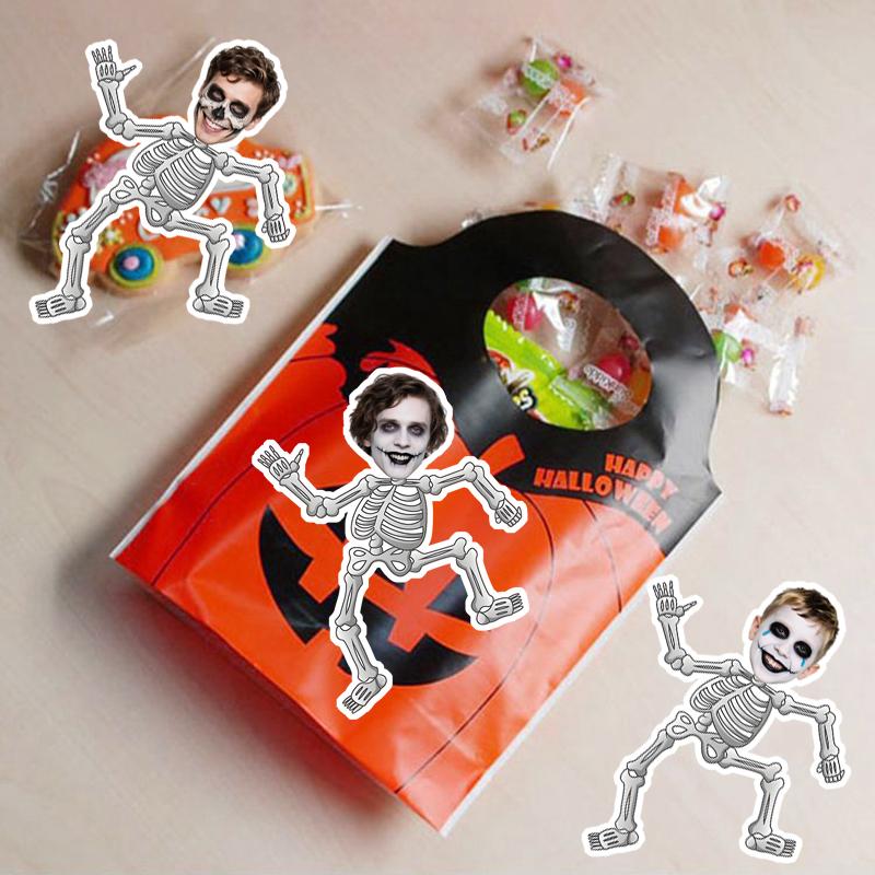 20 шт. Наклейка с черепом на заказ, Персонализированная наклейка с скелетом, Смешная этикетка, Бумажные наклейки с пользовательским лицом, Принадлежность для Хэллоуин-вечеринки