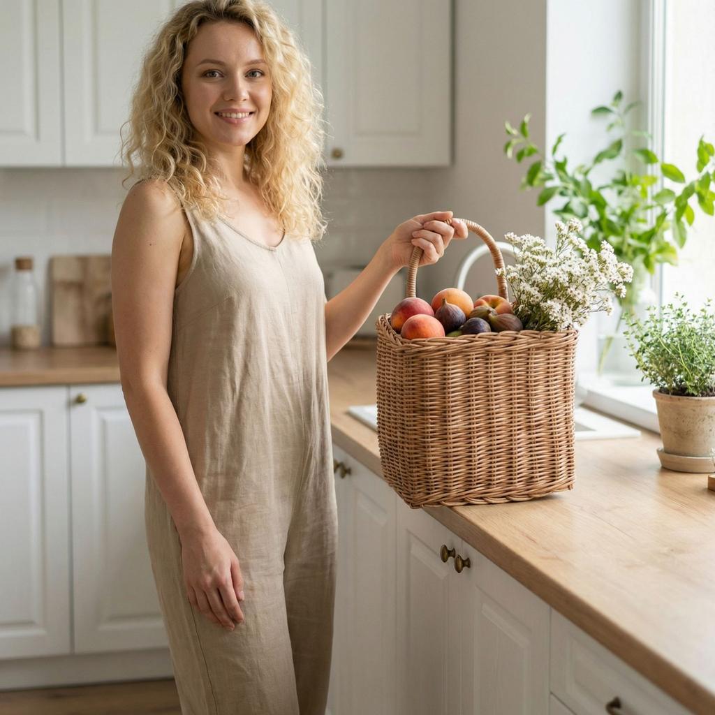 Плетеная корзина, Корзина для хранения на кухню, Ретро настенная корзина, Ручная корзина для цветов, Ротанговая корзина