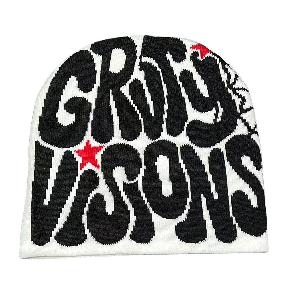 Вязаная шапка шляпа мужская женская с принтом букв бини боннет готическая шерстяная акриловая теплая повседневная шапка-бини Y2k Ins хип-хоп шапка холодная шапка