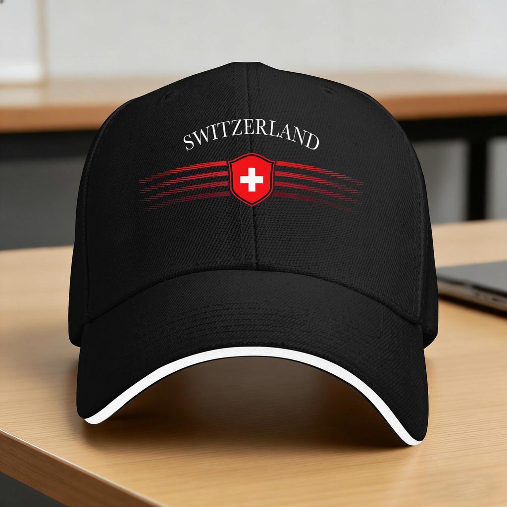 Switzerland Flag Emblem Baseball Cap Swiss y2k Retro Trucker Hat Summer Unisex Men Kpop Rock Baseball Caps