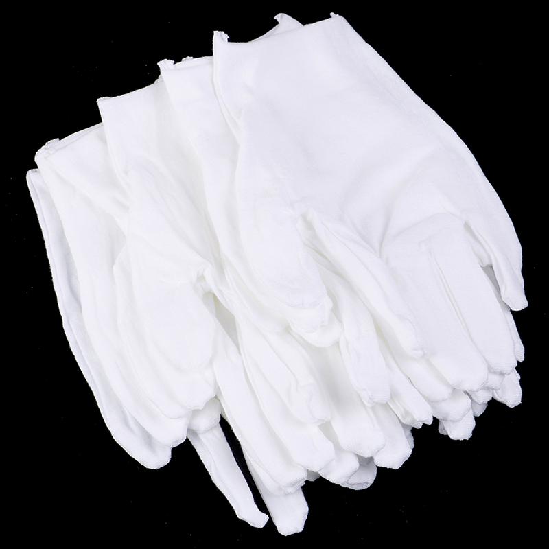 6 Pairs White Gloves Cotton Soft Thin Coin Jewelry Silver Inspection Work Gloves