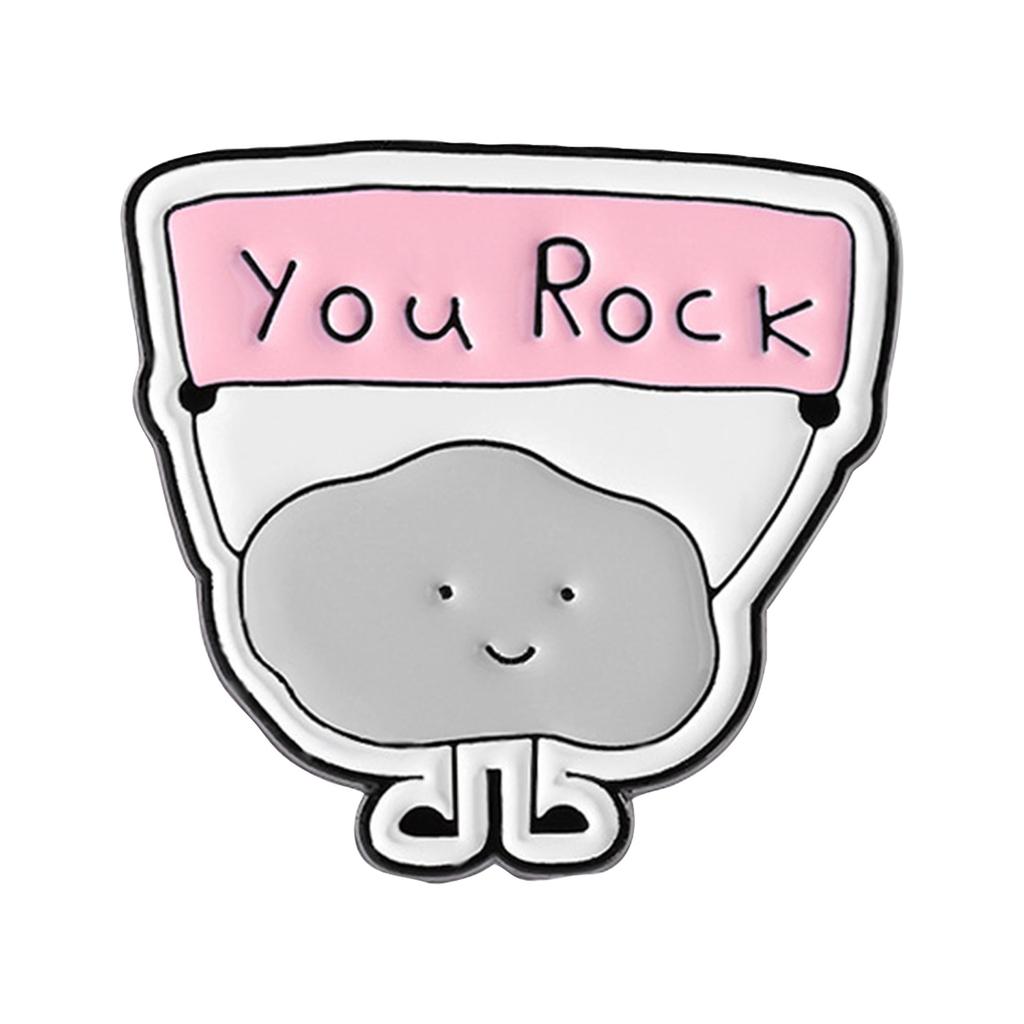 Милый металлический значок на лацкан в форме камня – Очаровательная брошь-фигурка с баннером, Стильный эмалированный декоративный значок для одежды, сумок