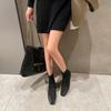 Inner Heightening Socks Boots Woman Autumn Elastic Boots Women's Shoes Square Toe Flat Bottomed Long Boots Ladies Shoes
