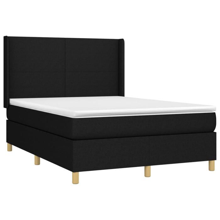 Maison Exclusive - Sommier à lattes de lit matelas et LED Noir 140x200 cm Tissu