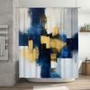 Абстрактная шторка для душа для декора ванной комнаты - Современный и элегантный сине-золотой дизайн - Водонепроницаемая и прочная - Легко чистить