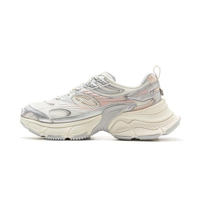 Li Ning Xingji Амортизирующие Скользкие Устойчивые к истиранию Дышащие Низкие Кроссовки на массивной подошве Женские Белый Серебристый AGCV110-3