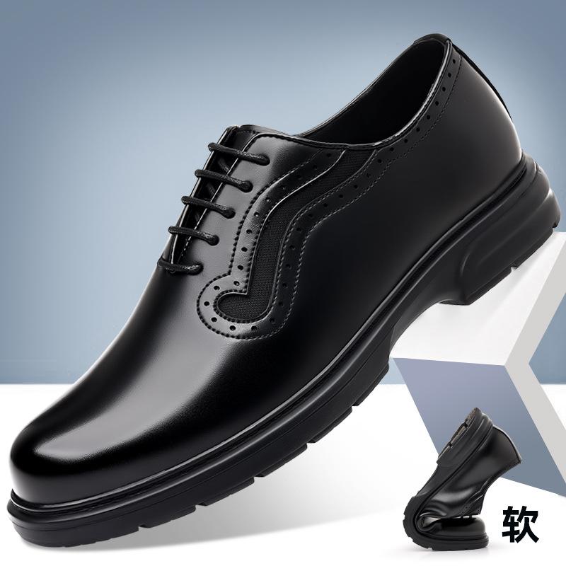 Fashion 2025 Spring New Men's Business Formal Casual Leather Shoes Fashion Solid Color British Korean Brock Wedding Shoes for Men