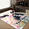 1PC Custom Name Cow Flowers Garden Theme Floor Mat Ideal for Living Room, Game Rooms, Office, Bedroom, Office Floor Mat , Floor Mats for Home