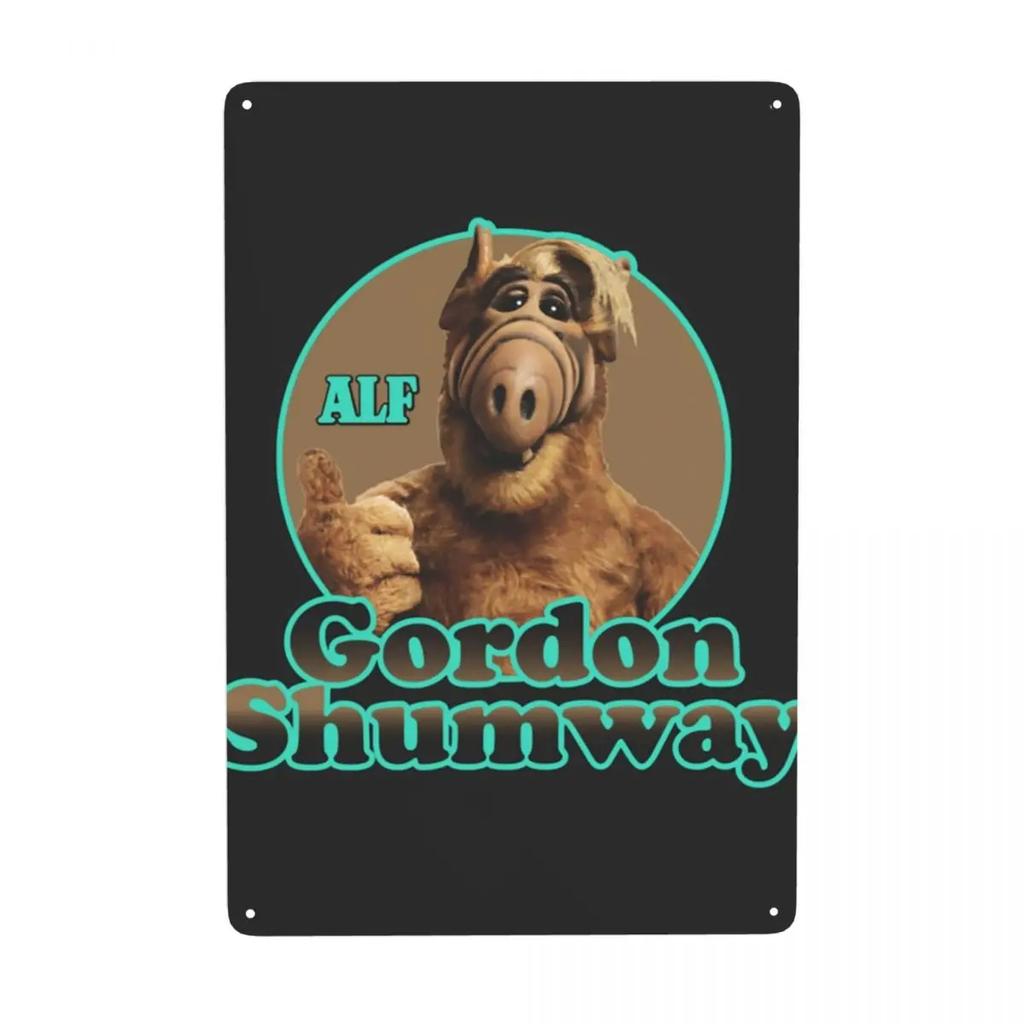 Инопланетная форма жизни ALF Мем Металлическая табличка Ретро Научная фантастика ТВ Жесть Декоративные знаки Таблички Паб Кафе Двор Мужская пещера Бар Настенный декор