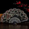 Bronzing Golden Glitter Folding Fan Elegant Plastic Floral Pattern Handheld Fan for Lady Dance Decor